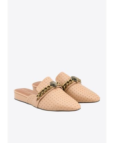 Kurt Geiger Chelsea Studded Leather Flat Mules - Natural