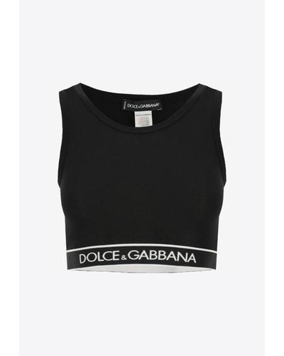 Dolce & Gabbana Logo Cotton Brassiere Top - Black