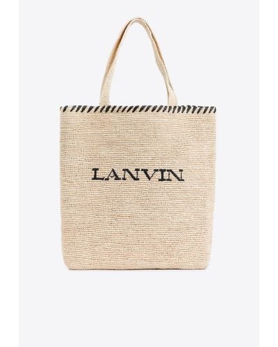 Lanvin Logo Raffia Tote Bag - Natural
