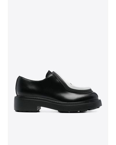 Prada Contrasting-Trim Derby Shoes - Black