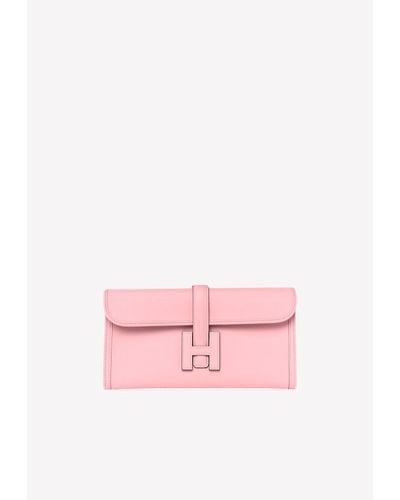 Hermès Jige Elan 29 Clutch Bag In Rose Sakura Swift Leather - Pink