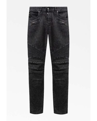 Balmain Distressed-Effect Slim-Fit Jeans - Black