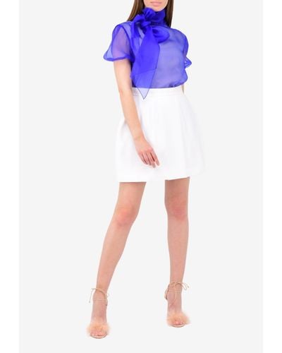 Bibhu Mohapatra Sheer Silk Top With Bow - Blue