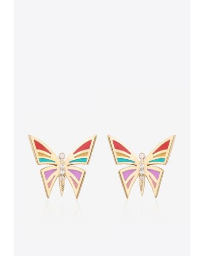 Falamank My Dream Is To Fly 18-Karat Stud Earrings With Diamonds - Multicolor