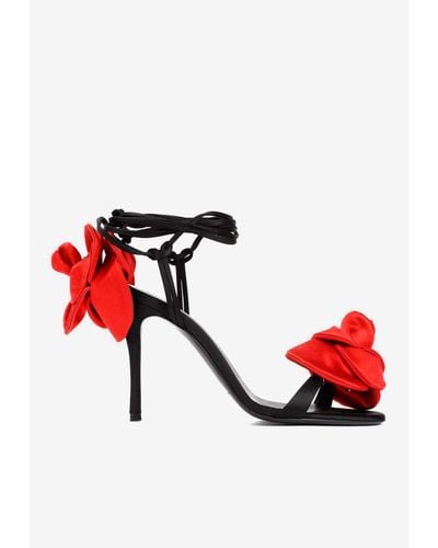 Magda Butrym 90 Floral-Applique Sandals - Red
