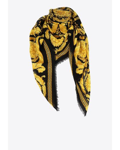 Versace Barocco Fringed Scarf - Yellow