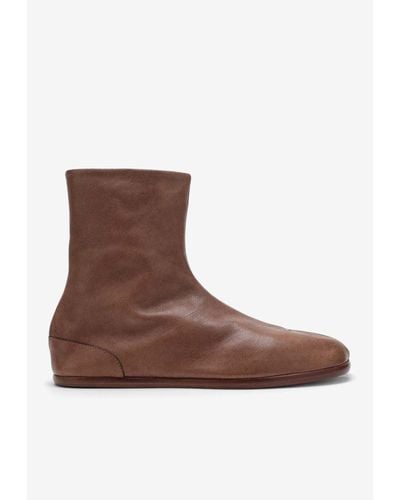 Maison Margiela Tabi Leather Ankle Boots - Brown
