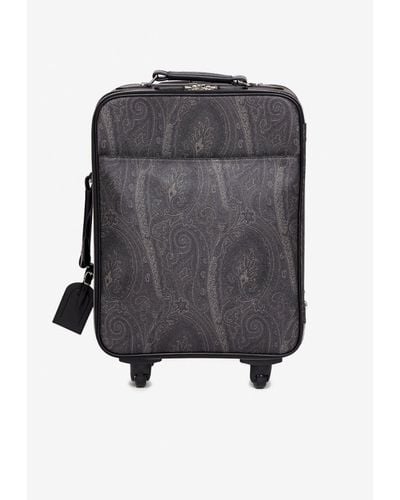 Etro Paisley Print Leather Suitcase - Black