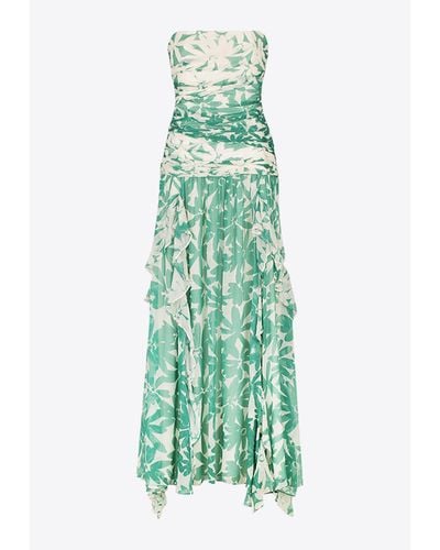 Shona Joy Marguerite Print Strapless Maxi Dress - Green