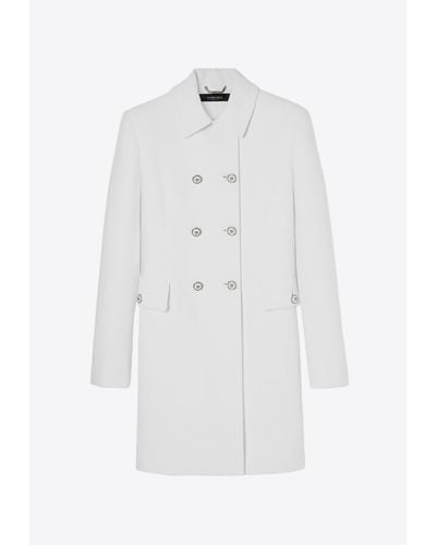 Versace Double-Breasted A-Line Coat - White