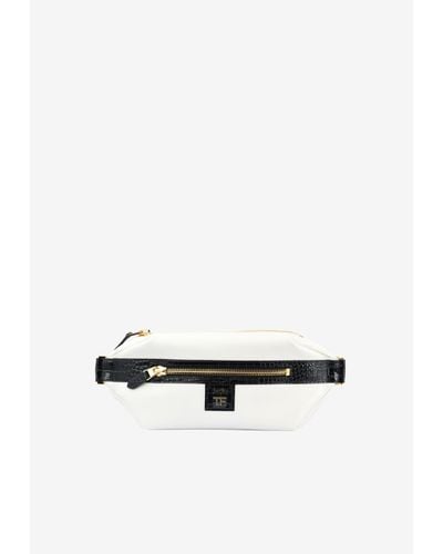 Tom Ford Sofya Croc-Embossed Trim Leather Belt Bag - White