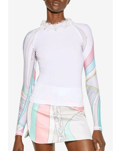 Emilio Pucci Fiamme Print Long-Sleeved Top - White