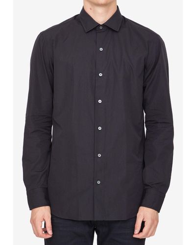 Salvatore Piccolo Button-Up Long-Sleeved Shirt - Blue