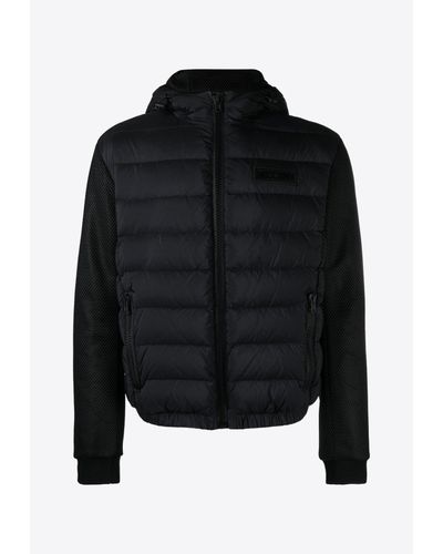 Moschino Logo Puffer Zip-Up Jacket - Black