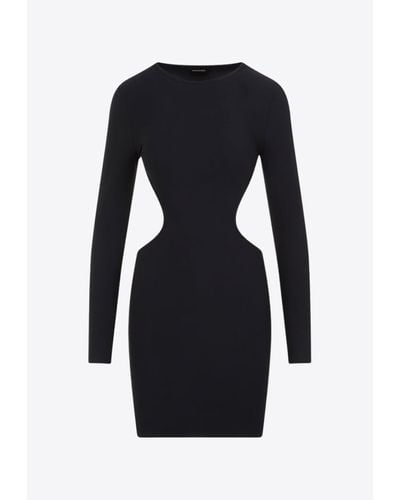 Balenciaga Cut-Out Long-Sleeved Mini Dress - Black