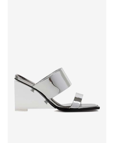 Alexander McQueen 75 Double-Strap Wedge Sandals - White