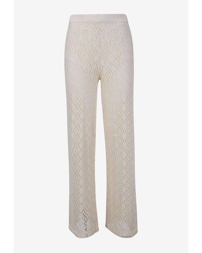 Golden Goose Crochet Knit Flared Pants - White