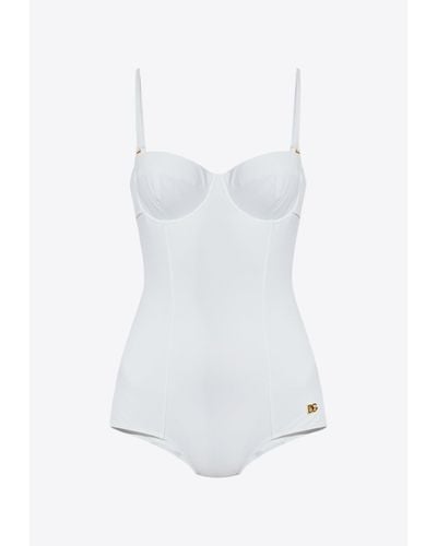 Dolce & Gabbana Dg Logo One-Piece Swimsuit - White