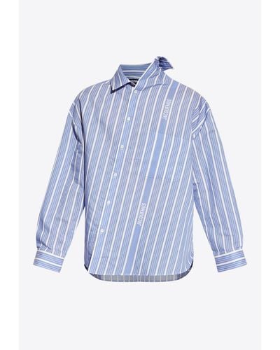 Jacquemus Cuadro Asymmetrical Striped Shirt - Blue