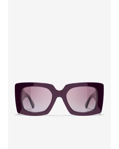 Chanel Logo Square Sunglasses - Purple