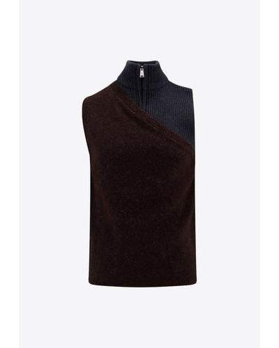 Fendi High-Neck Paneled Sweater Vest - Black