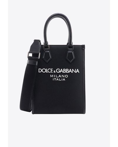 Dolce & Gabbana Small Rubberized Logo Messenger Bag - Black
