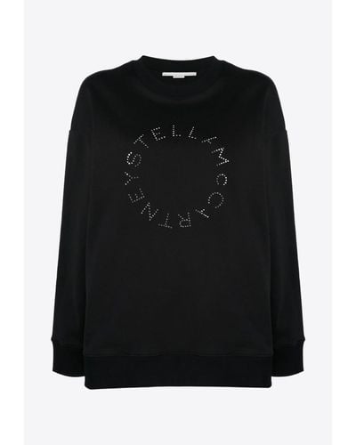 Stella McCartney Crystal-Embellished Logo Sweatshirt - Black