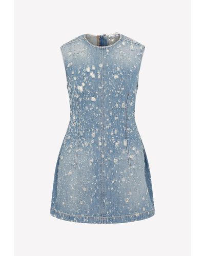 Acne Studios Distressed Mini Denim Dress - Blue