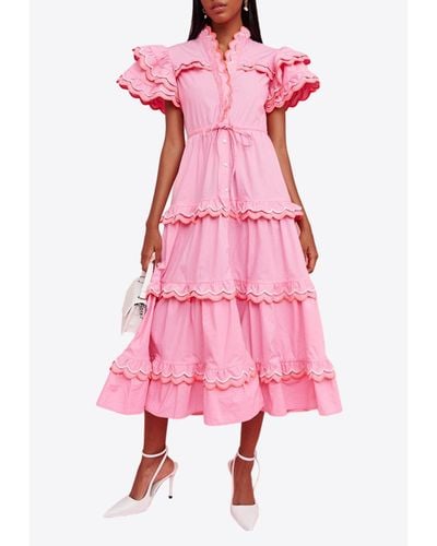 Celiab Eden Ruffle Midi Dress - Pink