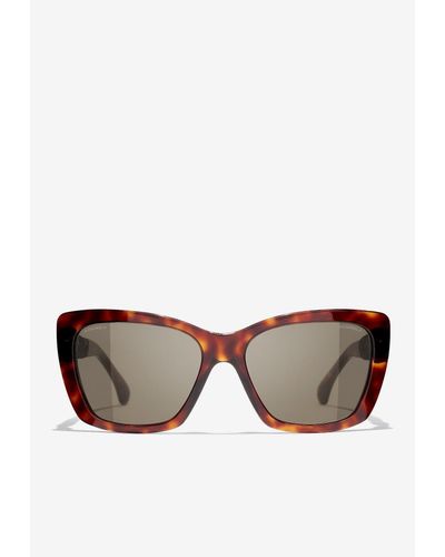 Chanel Havana Print Butterfly Sunglasses - Brown