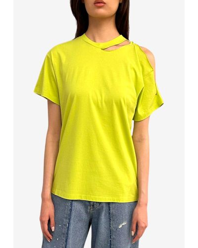 MM6 by Maison Martin Margiela Cut-Out Short-Sleeved T-Shirt - Yellow