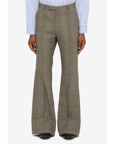 Gucci Prince Of Wales Bell-bottom Pants - Grey