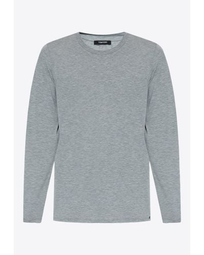 Tom Ford Long-Sleeved Crewneck T-Shirt - Grey