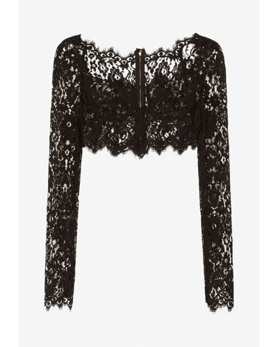 Dolce & Gabbana Lace Corset Cropped Top - Black