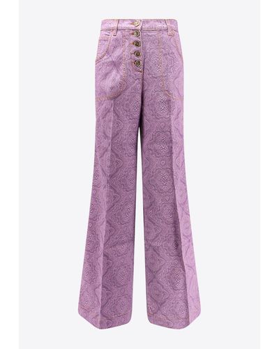 Etro Geometric Print Flared Pants - Purple