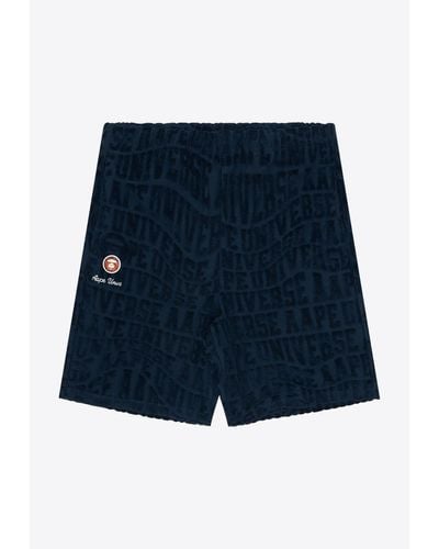 Aape All-Over Terry Logo Shorts - Blue