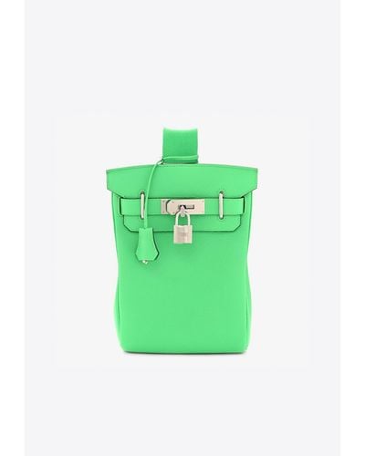 Hermès Hac A Dos Pm Backpack In Vert Comics Togo With Palladium Hardware - Green