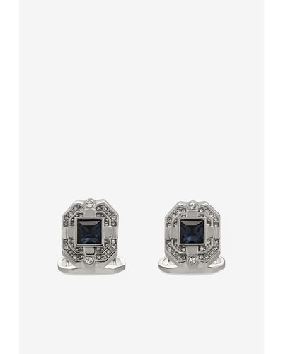 Dolce & Gabbana Crystal-Embellishment Cufflinks - White