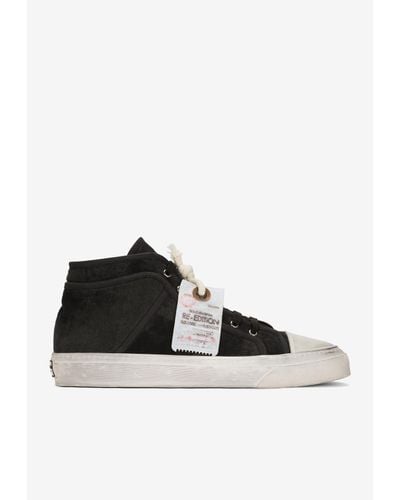 Dolce & Gabbana Vintage-Effect Mid-Top Trainers - Black