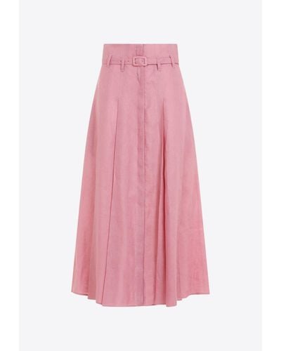 Gabriela Hearst Dugald Pleated Midi Skirt - Pink