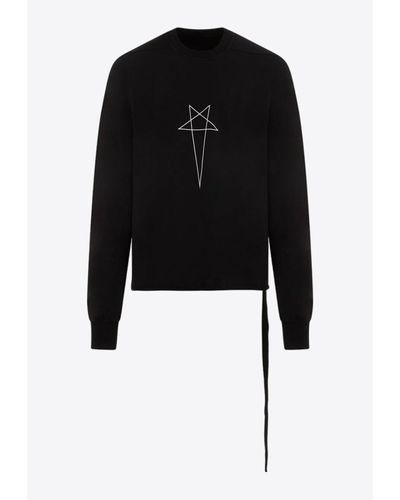 Rick Owens Pentagram-Embroidered Pullover Sweatshirt - Black