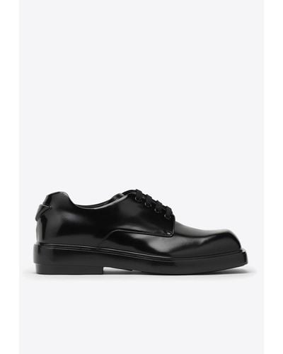 Prada Square-Toe Derby Shoes - Black