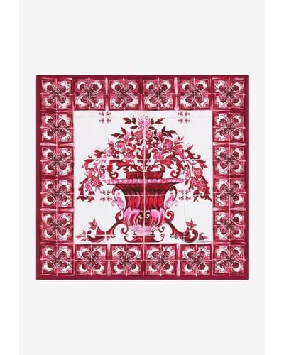 Dolce & Gabbana Majolica-print Silk Scarf - Red