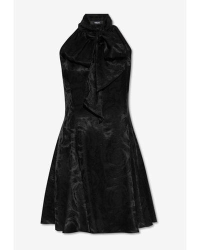 Versace Barocco Jacquard Satin Mini Dress - Black