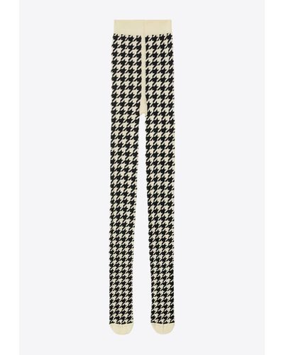 Burberry Houndstooth Pattern Jacquard Tights - White