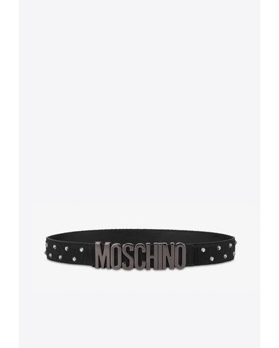 Moschino All-Over Jacquard Logo Belt - White