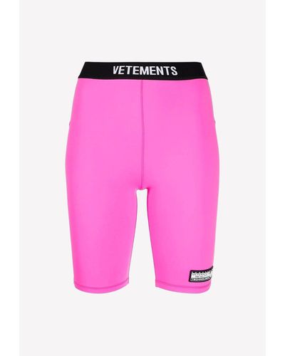 Vetements Logo Print Cycling Shorts - Pink