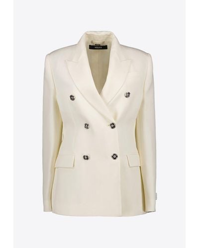 Versace Double-Breasted Blazer - Natural