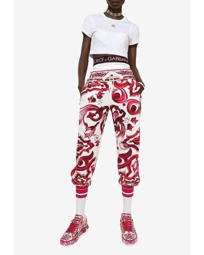Dolce & Gabbana Majolica Print Track Pants - Red