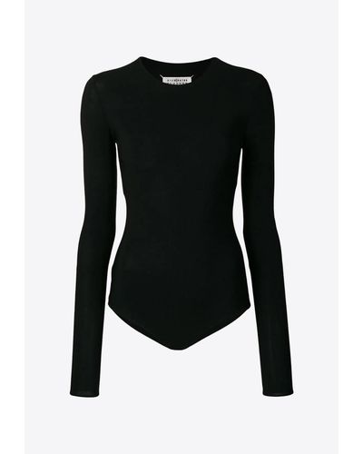 Maison Margiela Long-Sleeved Ribbed Bodysuit - Black